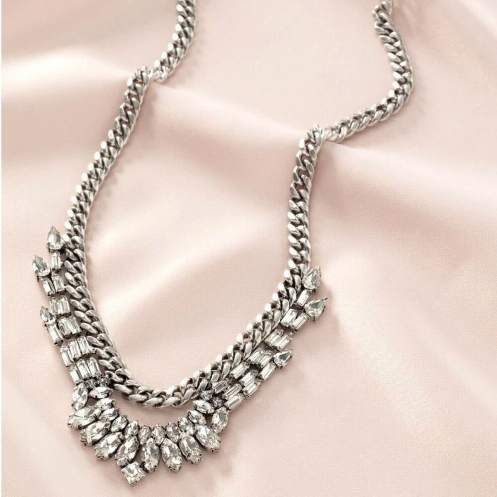 STELLA & DOT | Regency Crystal Bib Necklace Faux Diamond Cubic Zirconia